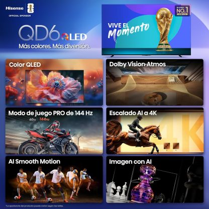 Hisense Television QD6QFM (Modelo 2025) Pantalla 43 Pulgadas,QLED Smart Fire TV UHD 4K,Control Remoto por Voz con Alexa,Escalado AI a 4K,Dolby Vision Atmos, Modo de Juego Plus