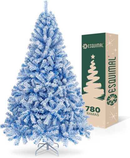 ESQUIMAL Árbol de Navidad Frondoso con Ramas Escarchadas, Pino Navideño (Azul Nevado, 1.8 m)