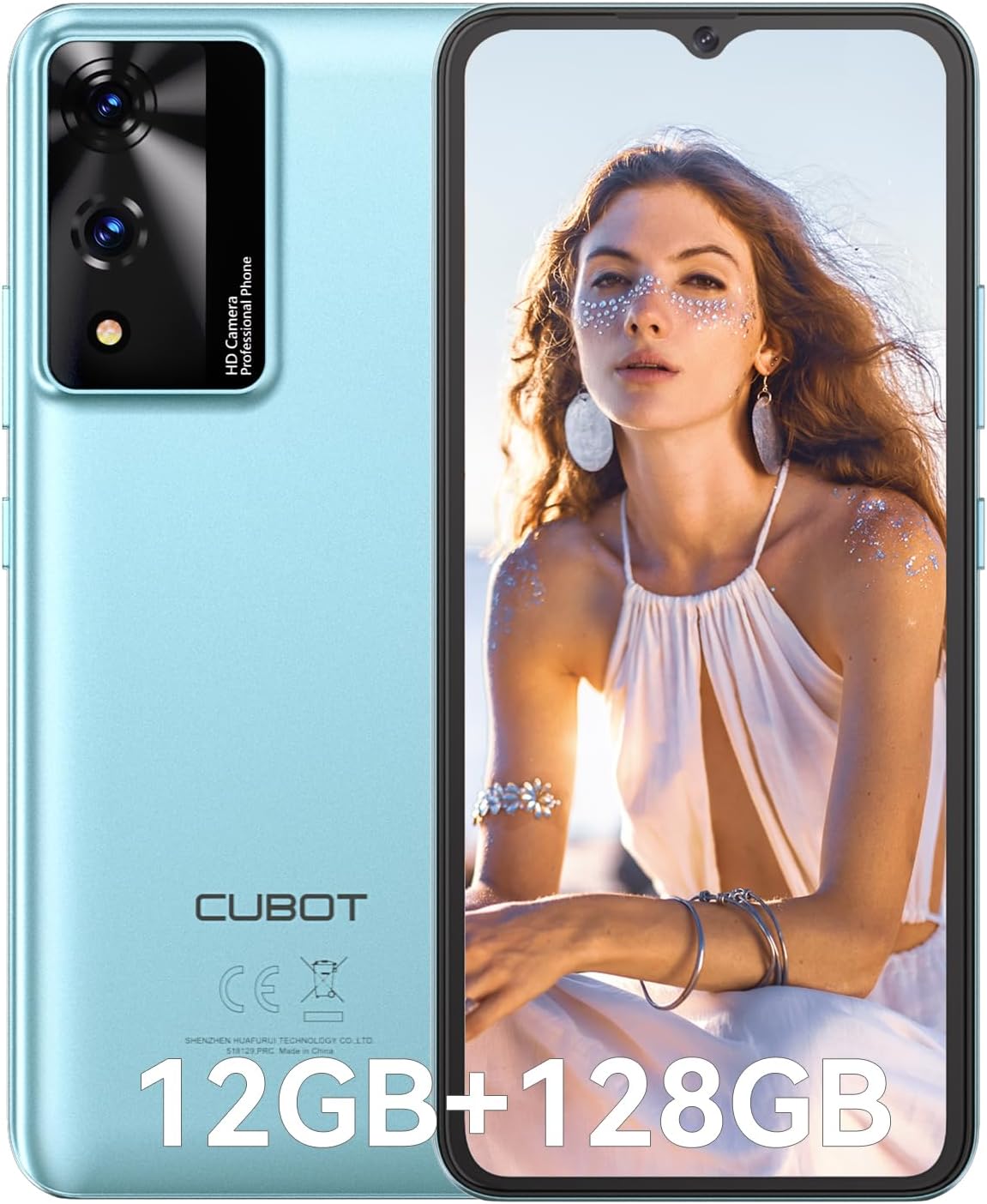 CUBOT Celular A10, Android 14 Smartphone Desbloqueado con Batería de 5100mAh,12(4+8 Extendido) GB RAM 128GB ROM,6.56" HD+ Pantalla Teléfono 48MP Principal Cámara,90Hz/5G WiFi/Face ID