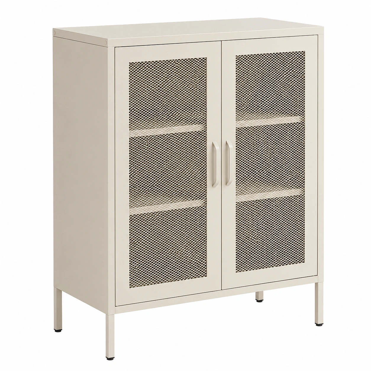 Armario Metalico Moderno con Puertas de Malla y Estantes Ajustables-Furnisel