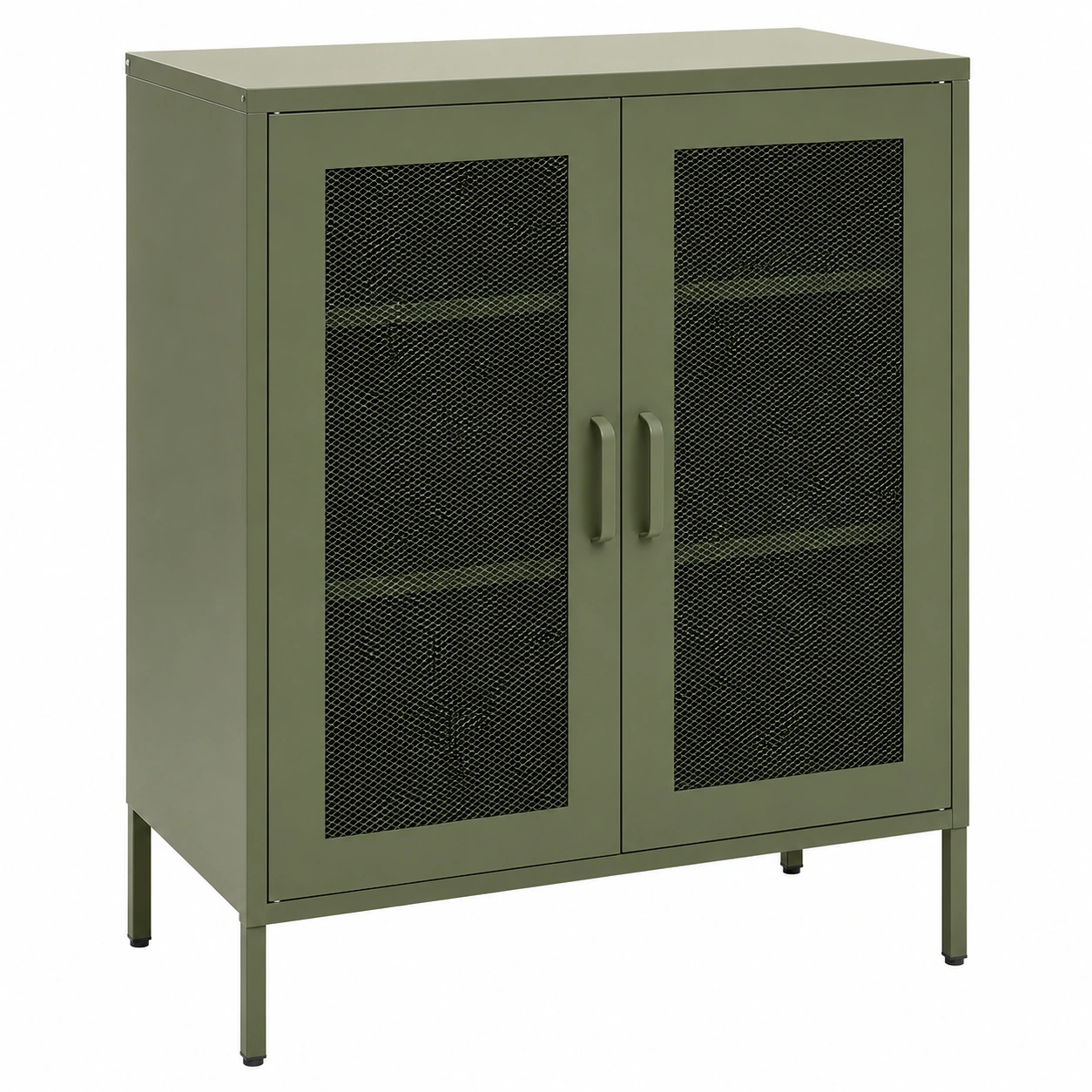 Armario Metalico de Almacenamiento con Puertas de Malla Estilo Industrial Verde Oliva-Furnisel