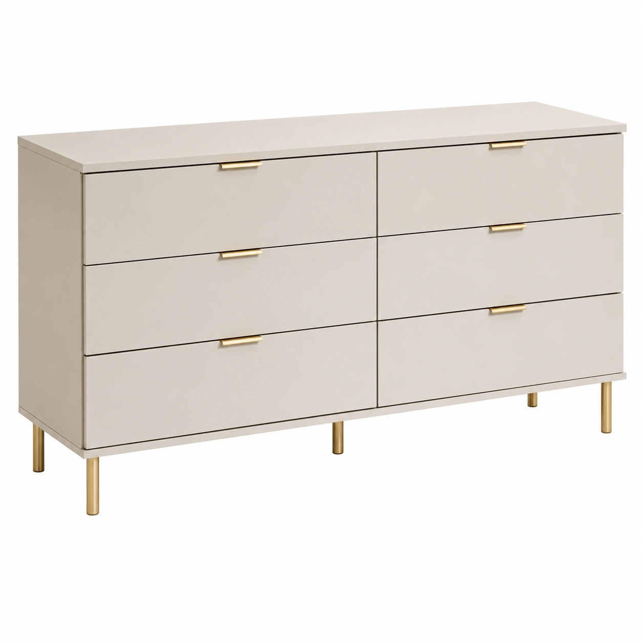 Comoda Moderna Minimalista 6 Cajones Beige-Furnisel