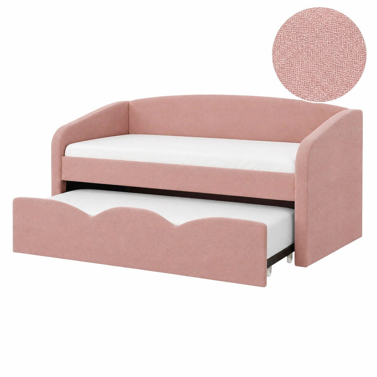 Sofa Cama Infantil Rosa con Cama Nido Deslizante y Tapizado Suave-Furnisel