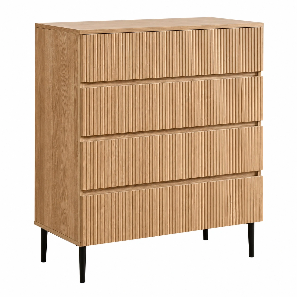 Comoda Moderna de 4 Cajones con Diseno Estriado-Furnisel