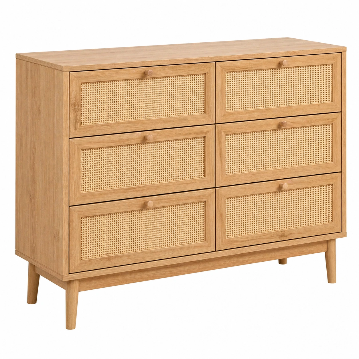 Comoda Moderna de 6 Cajones con Panel Trenzado-Furnisel