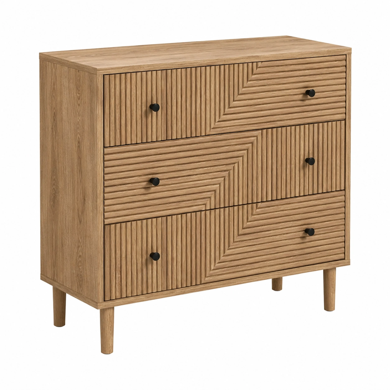 Comoda Moderna de Madera con Cajones Ranurados Geometricos-Furnisel