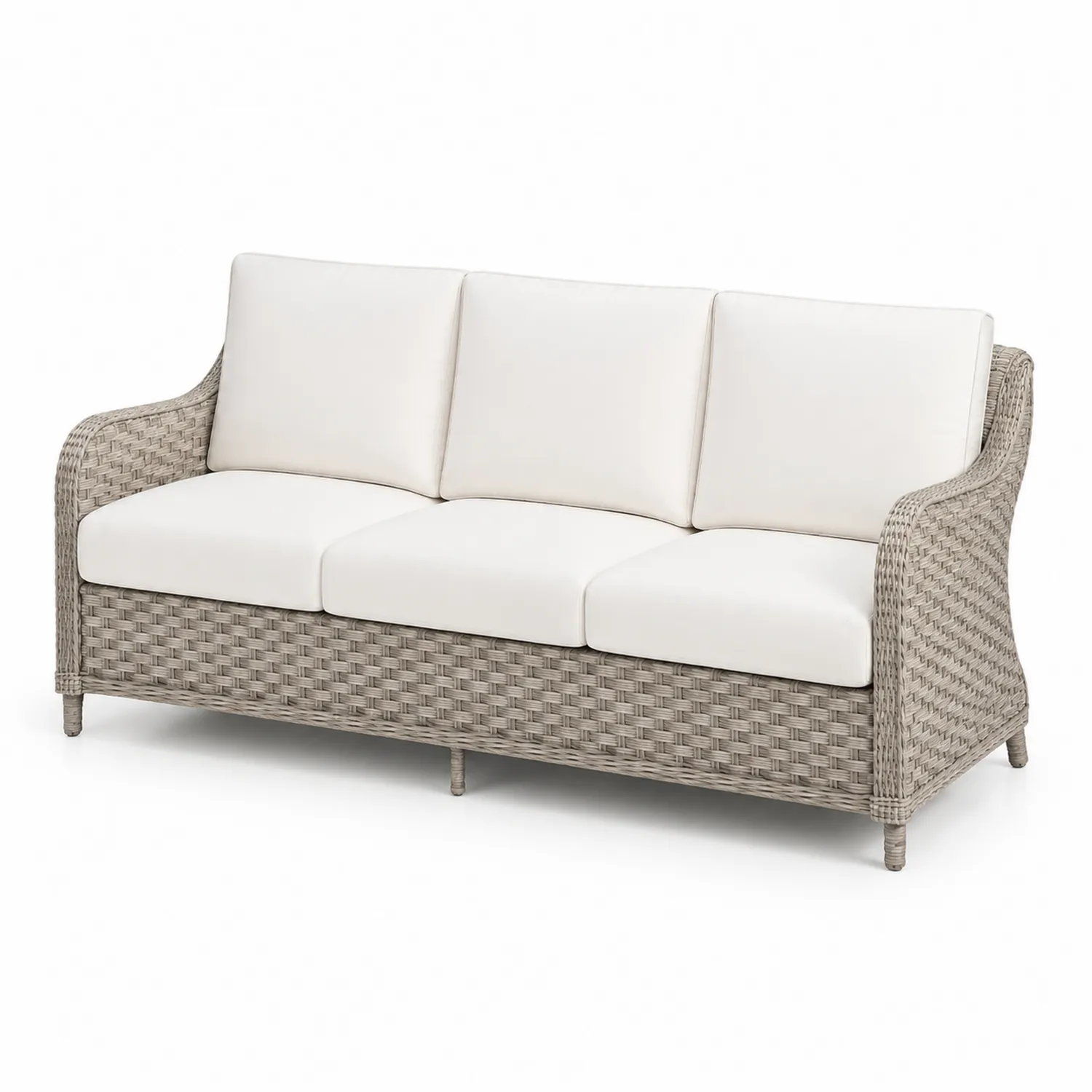 Sofa trzyosobowa z technorattanu Kremowa-Floravillach