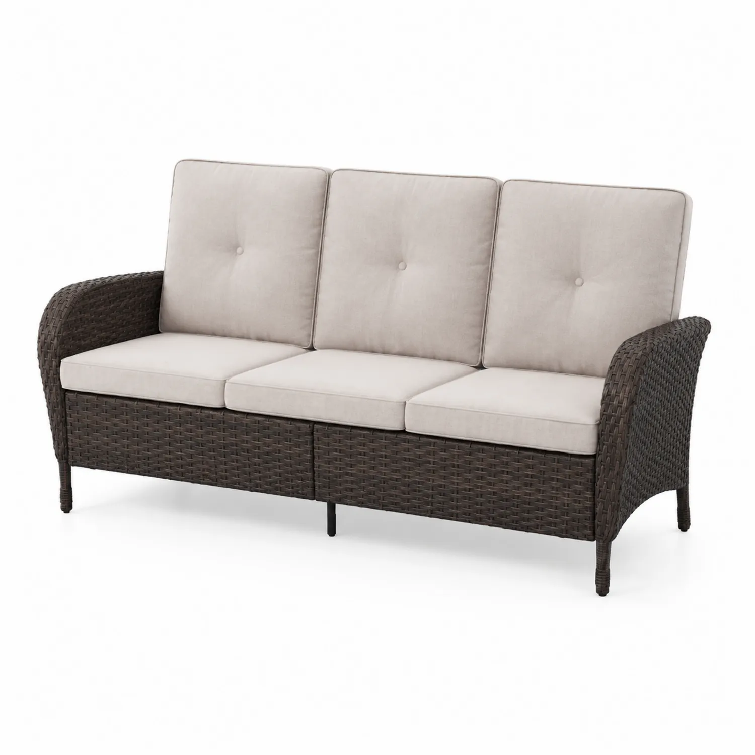 Sofa ogrodowa trzyosobowa z technorattanu z poduszkami-Floravillach