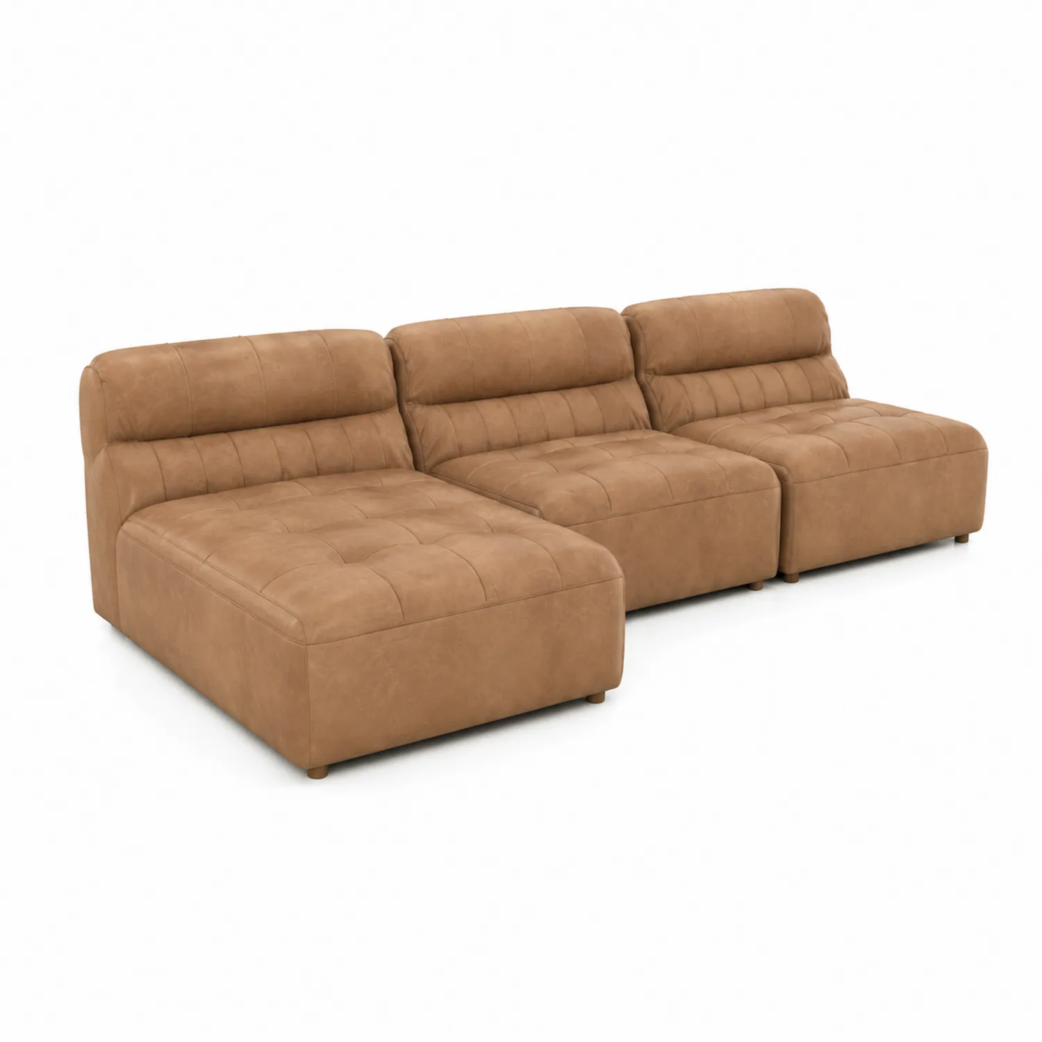 Zestaw Sofa Narożna Skórzana Brązowy 200x300x90 cm-Floravillach