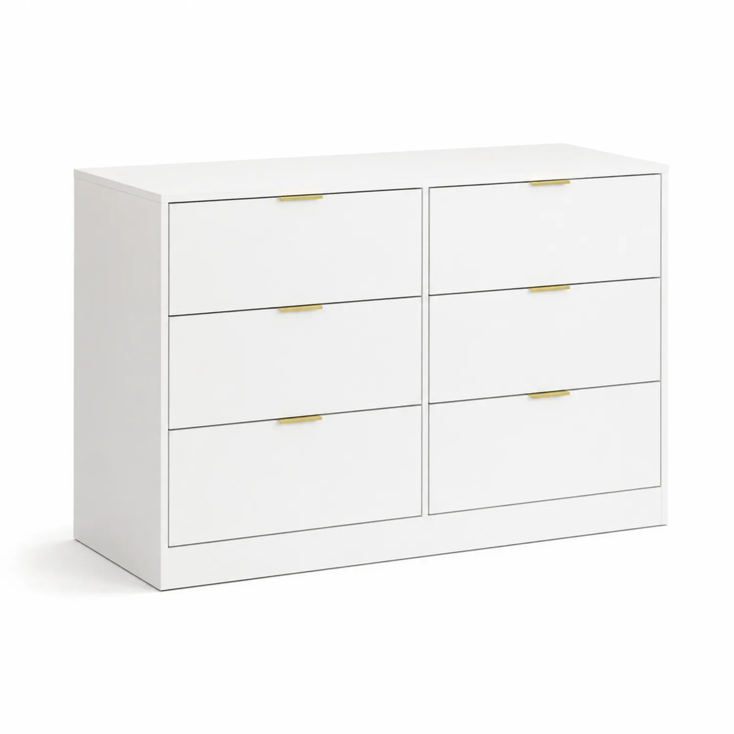 Biała Komoda z Sześcioma Szufladami z MDF i Metalowymi Uchwytami 120x40x75 cm-Floravillach