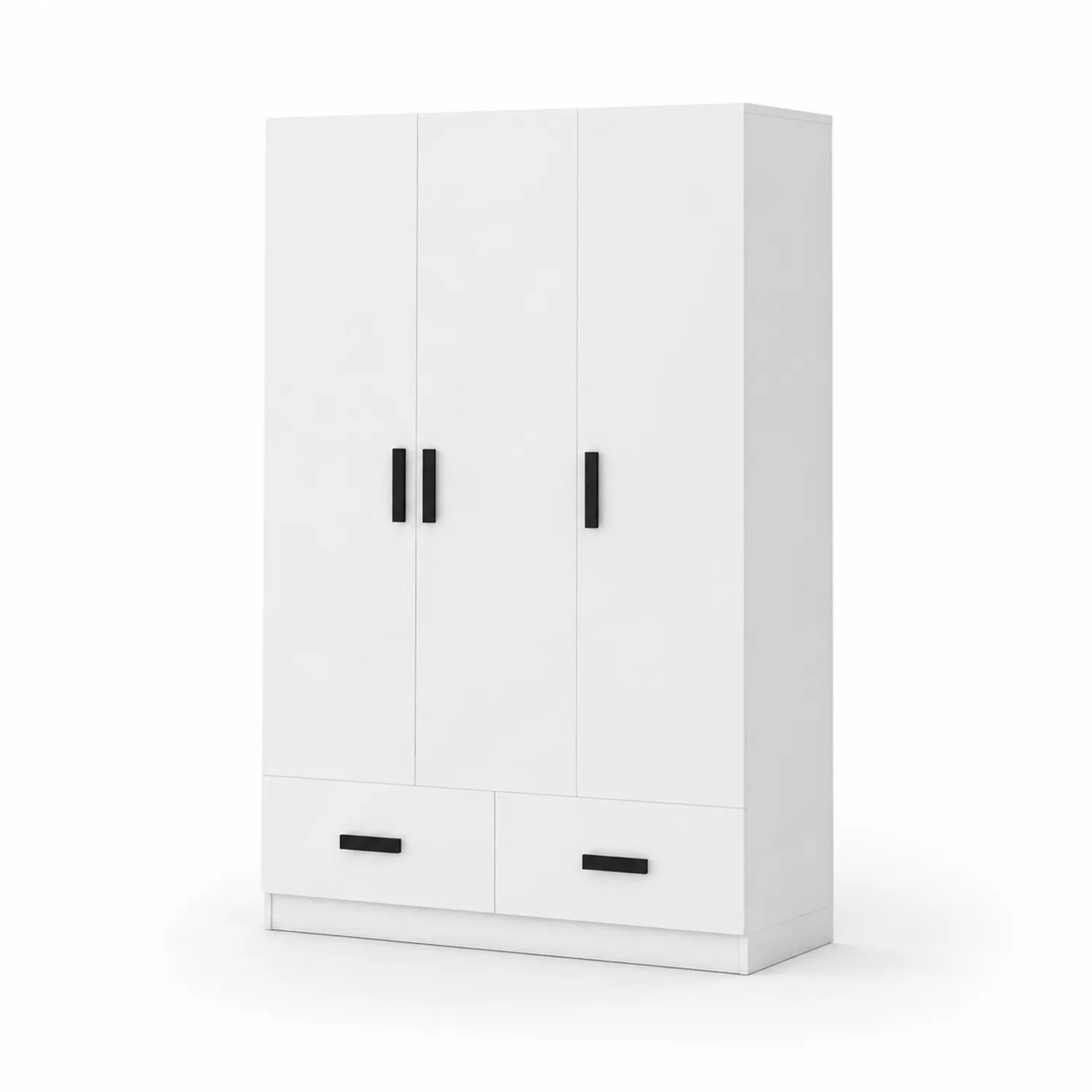Szafa trzydrzwiowa MDF biała z czarnymi uchwytami 180x120x50 cm-Floravillach