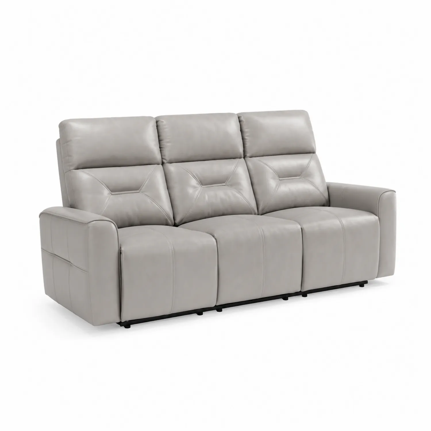 Sofa 3-osobowa Skórzana Szara z Regulacją-Floravillach