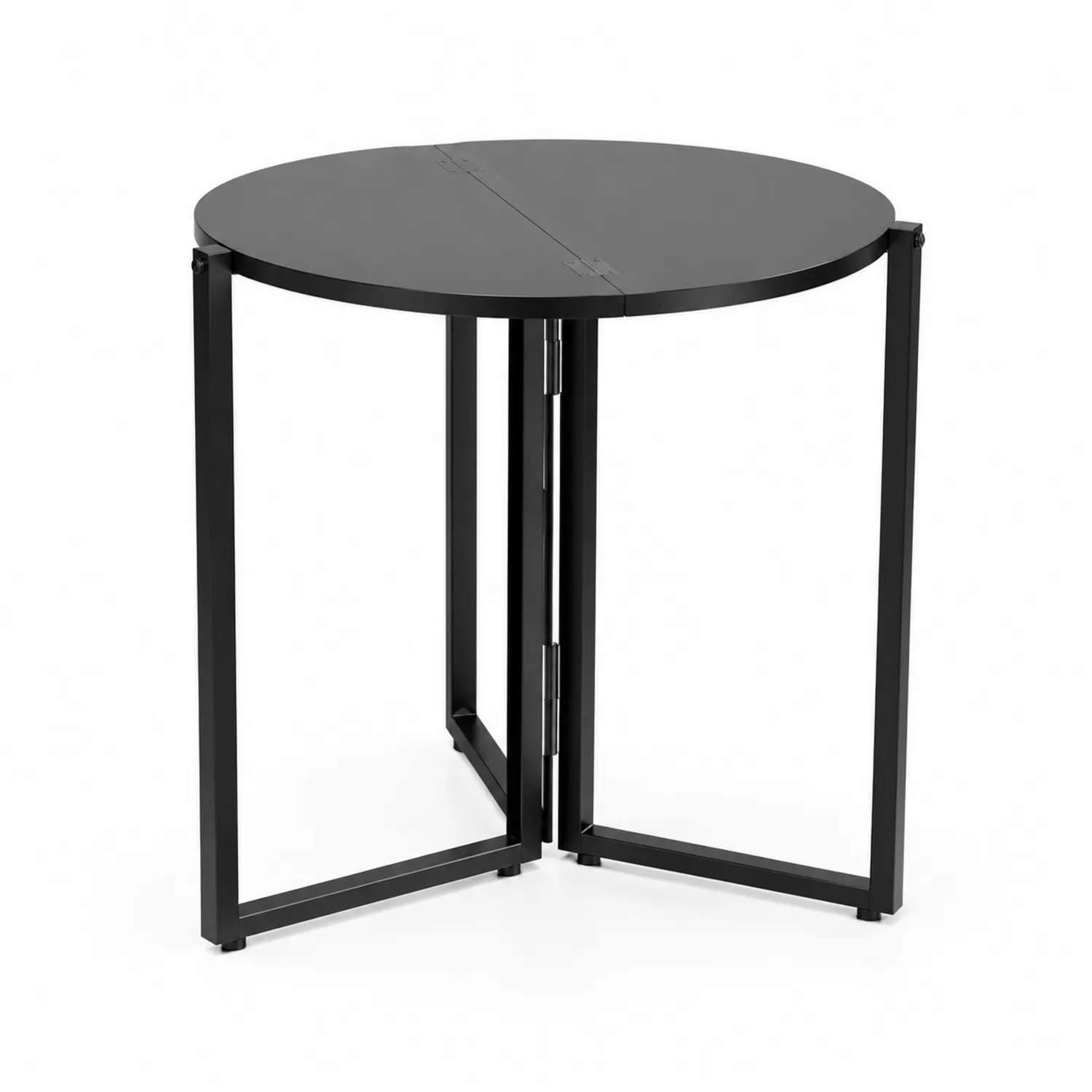 Okrągły czarny stolik metalowy składany 60 cm-Floravillach