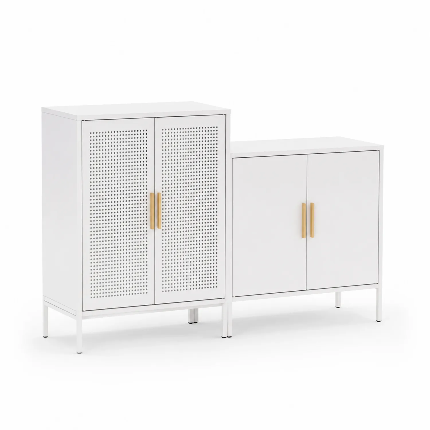 Komplet dwóch szafek metalowych biały 90 cm/75 cm-Floravillach