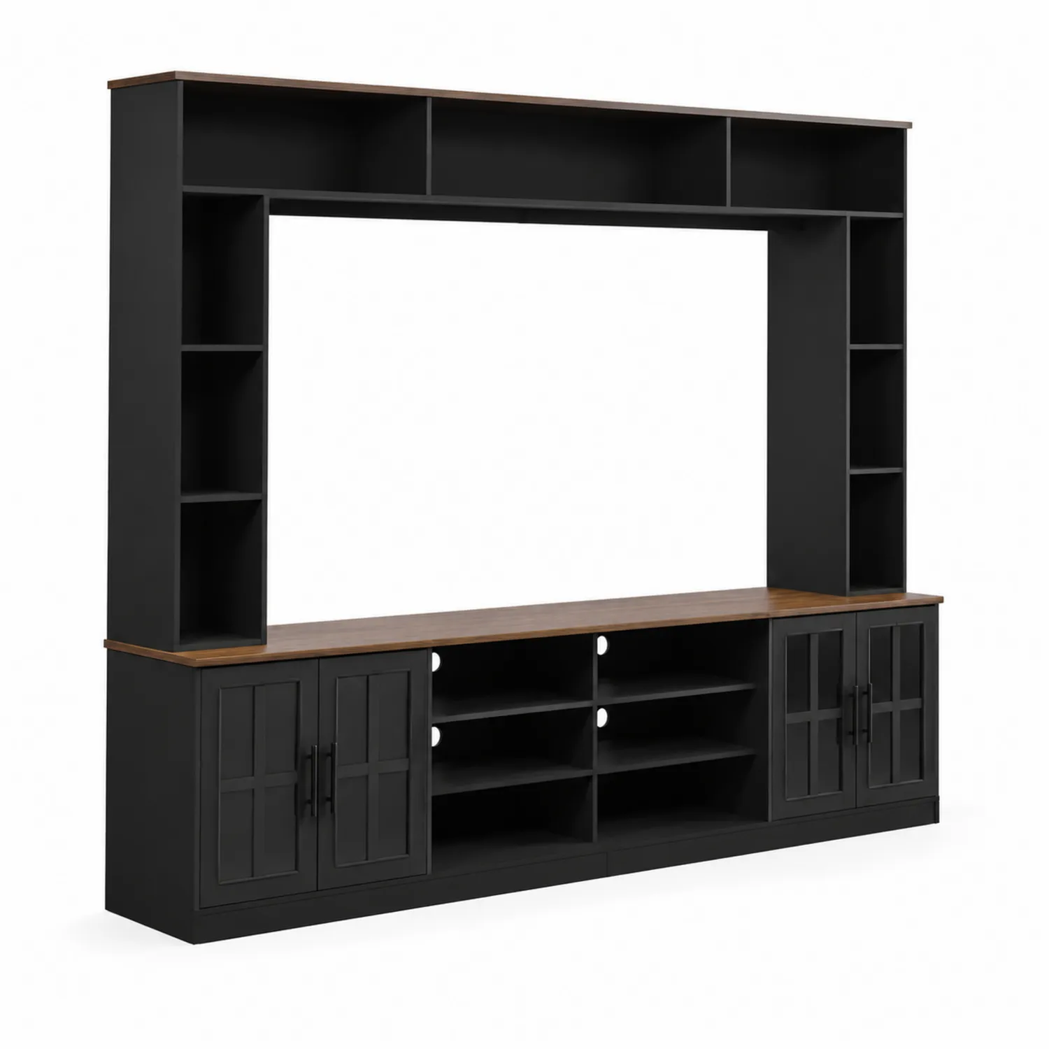 Szafka RTV z blatem drewnianym 240x40x180 cm-Floravillach