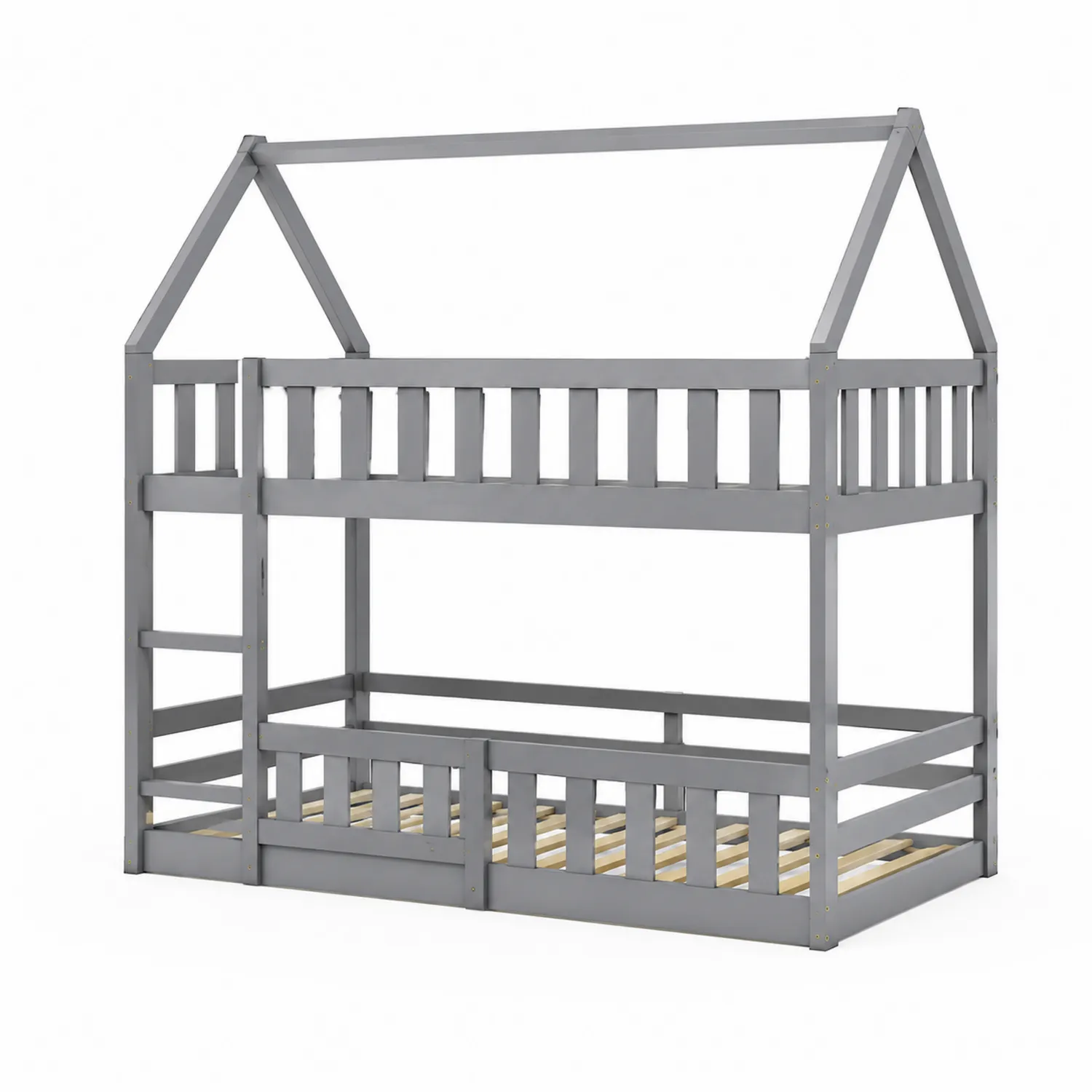 Etagenbett Holz Grau 90x200 cm-Earthlofteu