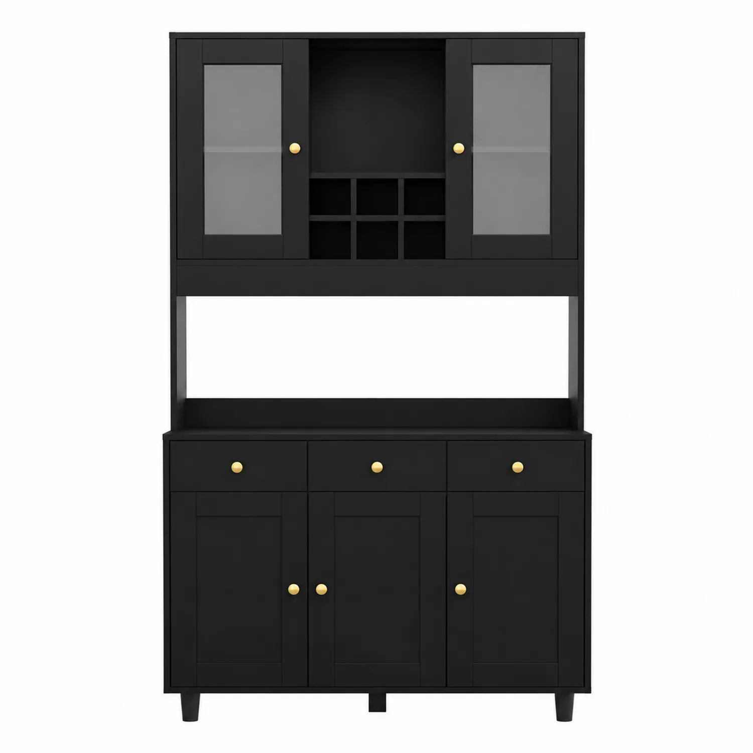 Schwarzer Barschrank mit gehärtetem Glastüren und Weinregal 80x40x180 cm MDF-Earthlofteu