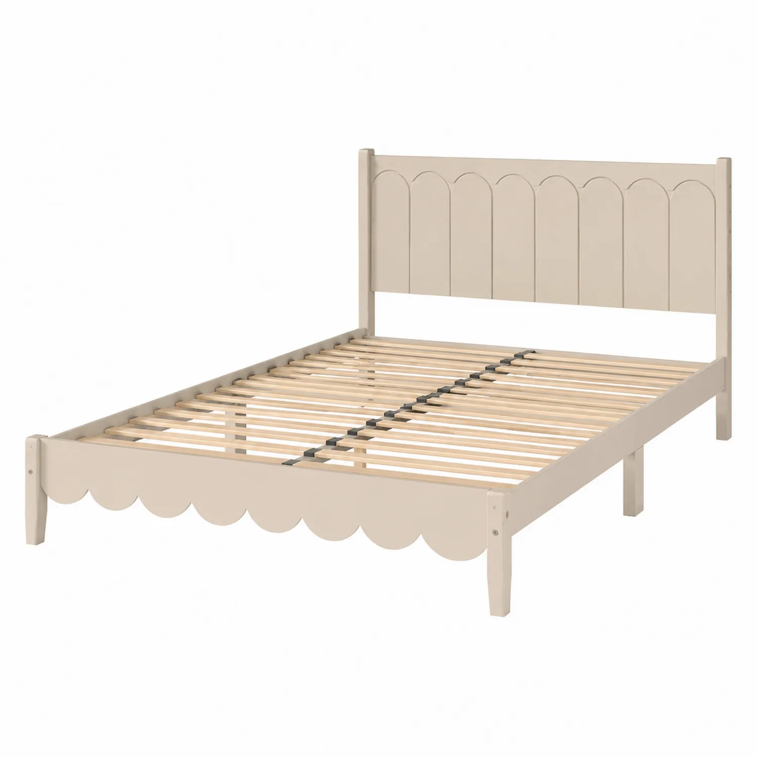 Massivholzbett Beige mit Sperrholzlatten 200x140 cm-Earthlofteu
