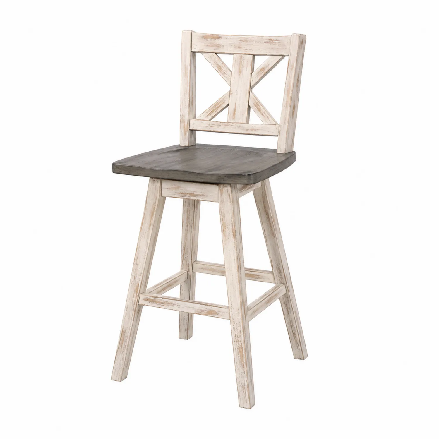 Holz Barhocker Antik Weiß/Braun 110x45x45 cm-Earthlofteu