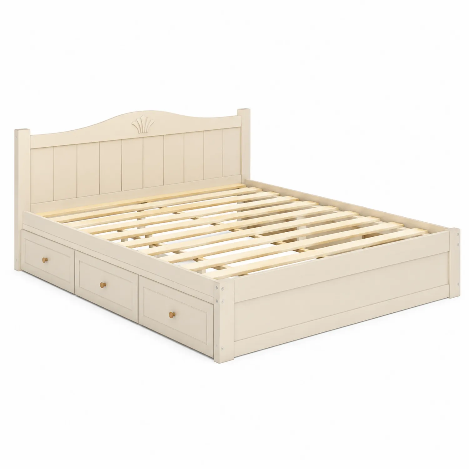Holzbett mit Stauraum 200x140 cm Kiefer Beige-Earthlofteu