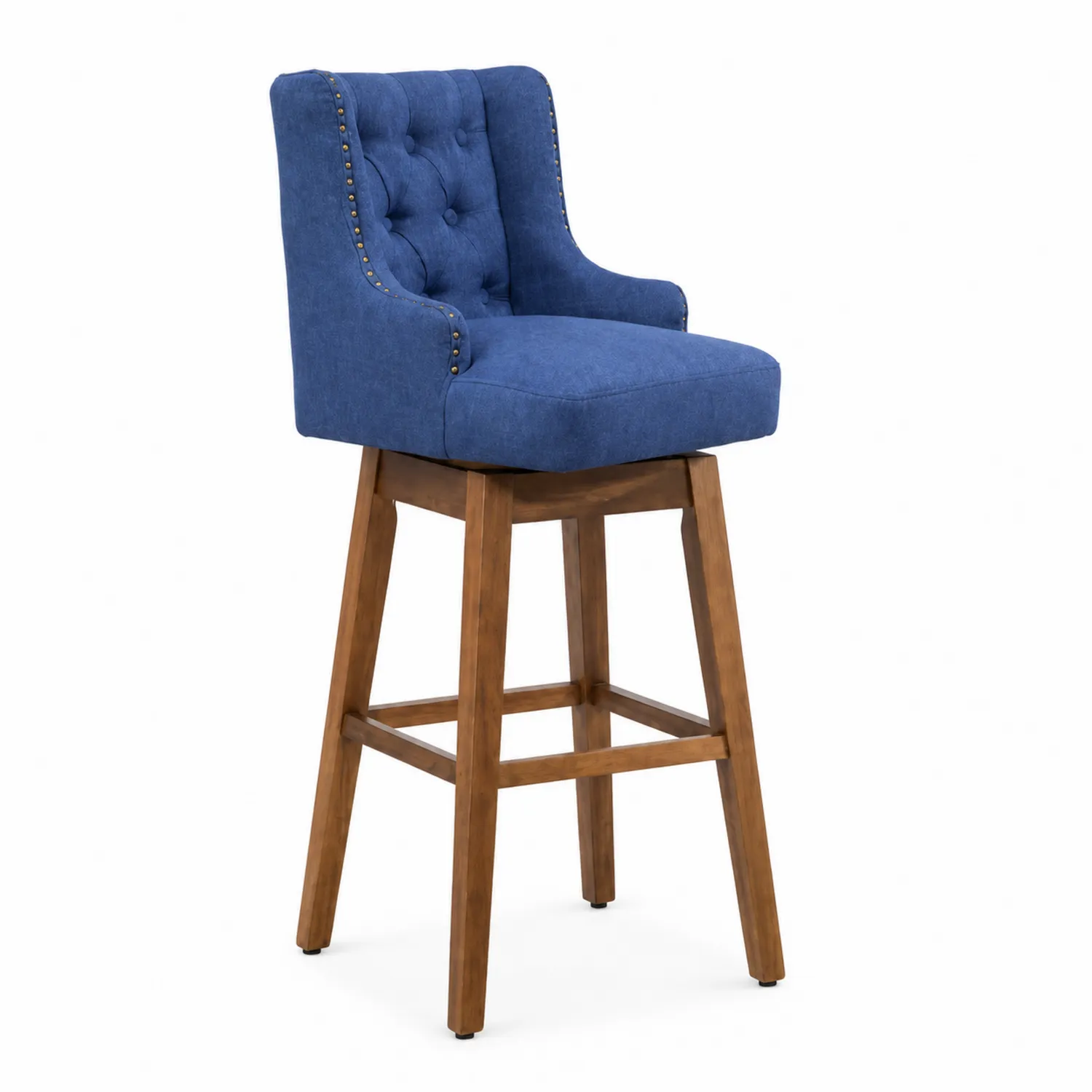 Barhocker Blau Leinen Massivholz 110cm-Earthlofteu