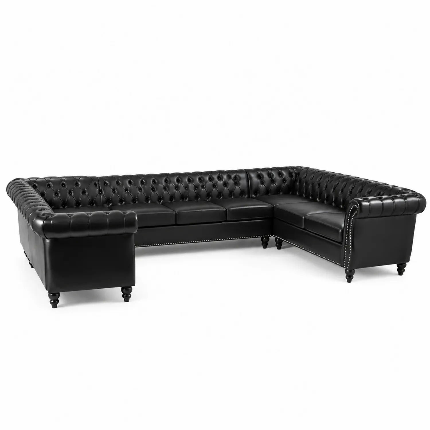 Ecksofa L-Form Leder Schwarz 275x201 cm-Earthlofteu