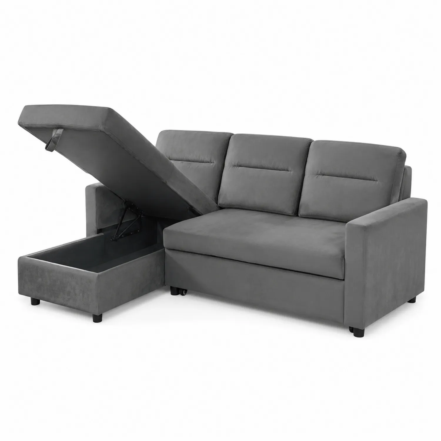 Ecksofa L-Form Grau Samt Stauraum 200x140 cm-Earthlofteu