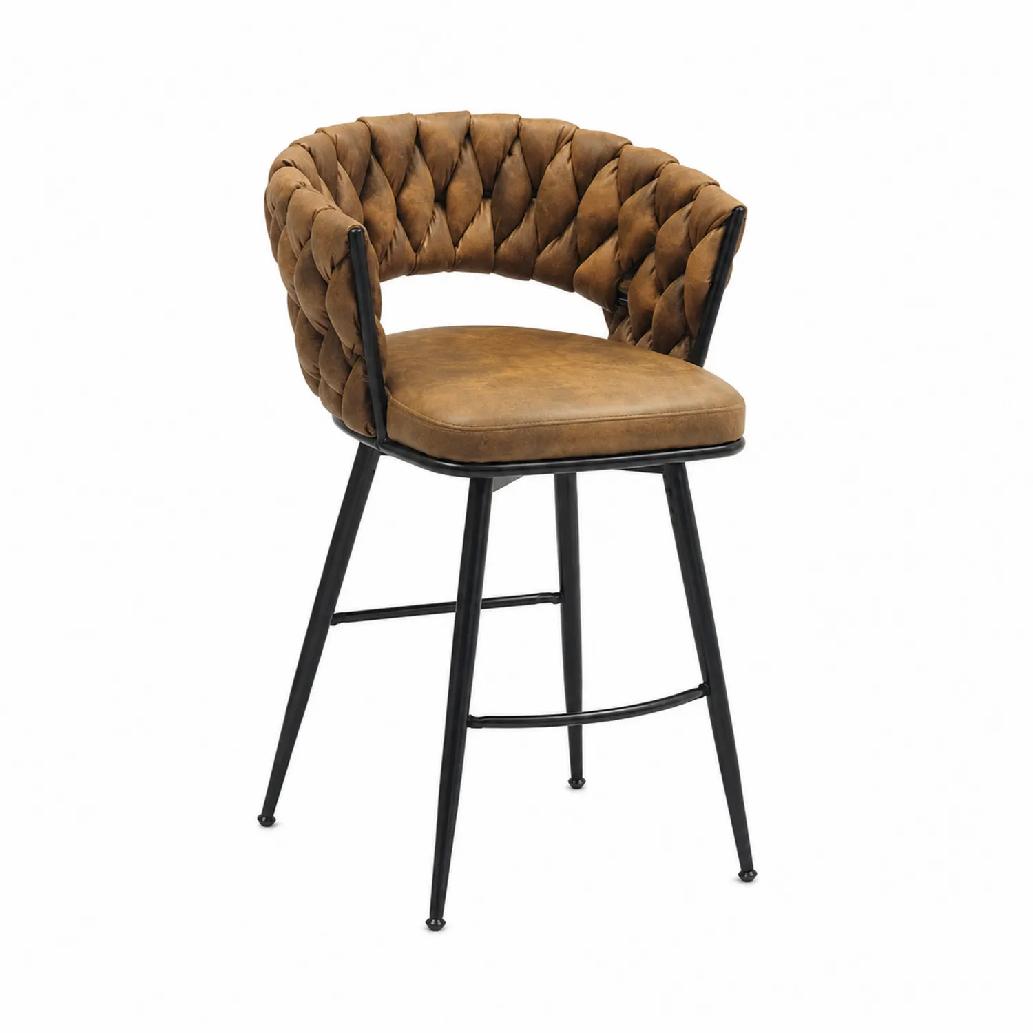 Barhocker Metallrahmen Vintage Braun Polyurethan-Kunstleder-Earthlofteu
