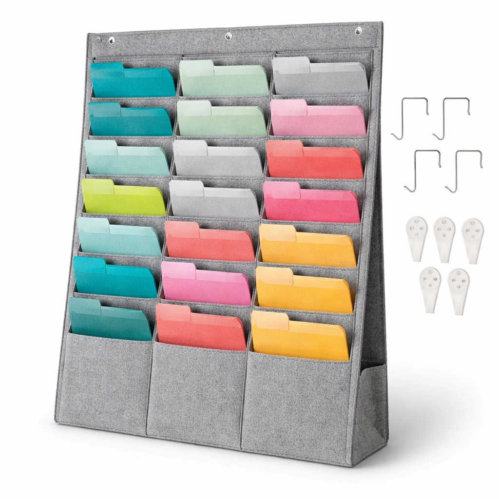 Organizador de pared con bolsillos de tela-SelviaNest