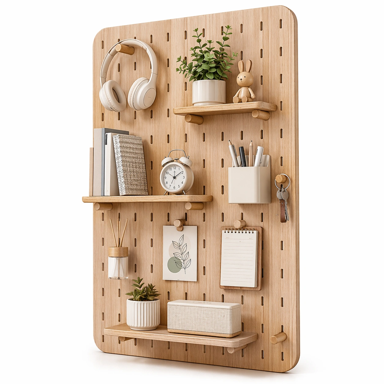 Panel Perforado De Madera Con Accesorios-SelviaNest