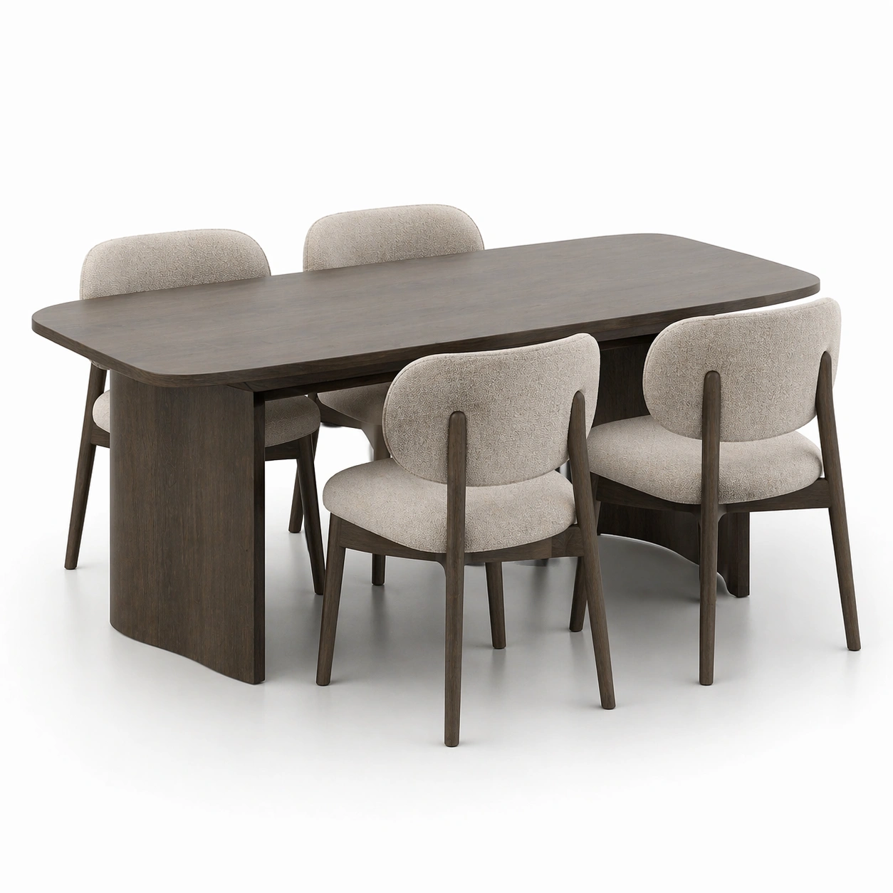 Mesa comedor negra ovalada con 4 sillas tapizadas-AuvellaLiving