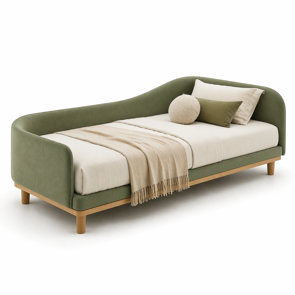 Sofa cama verde salvia minimalista para dormitorio-AuvellaLiving