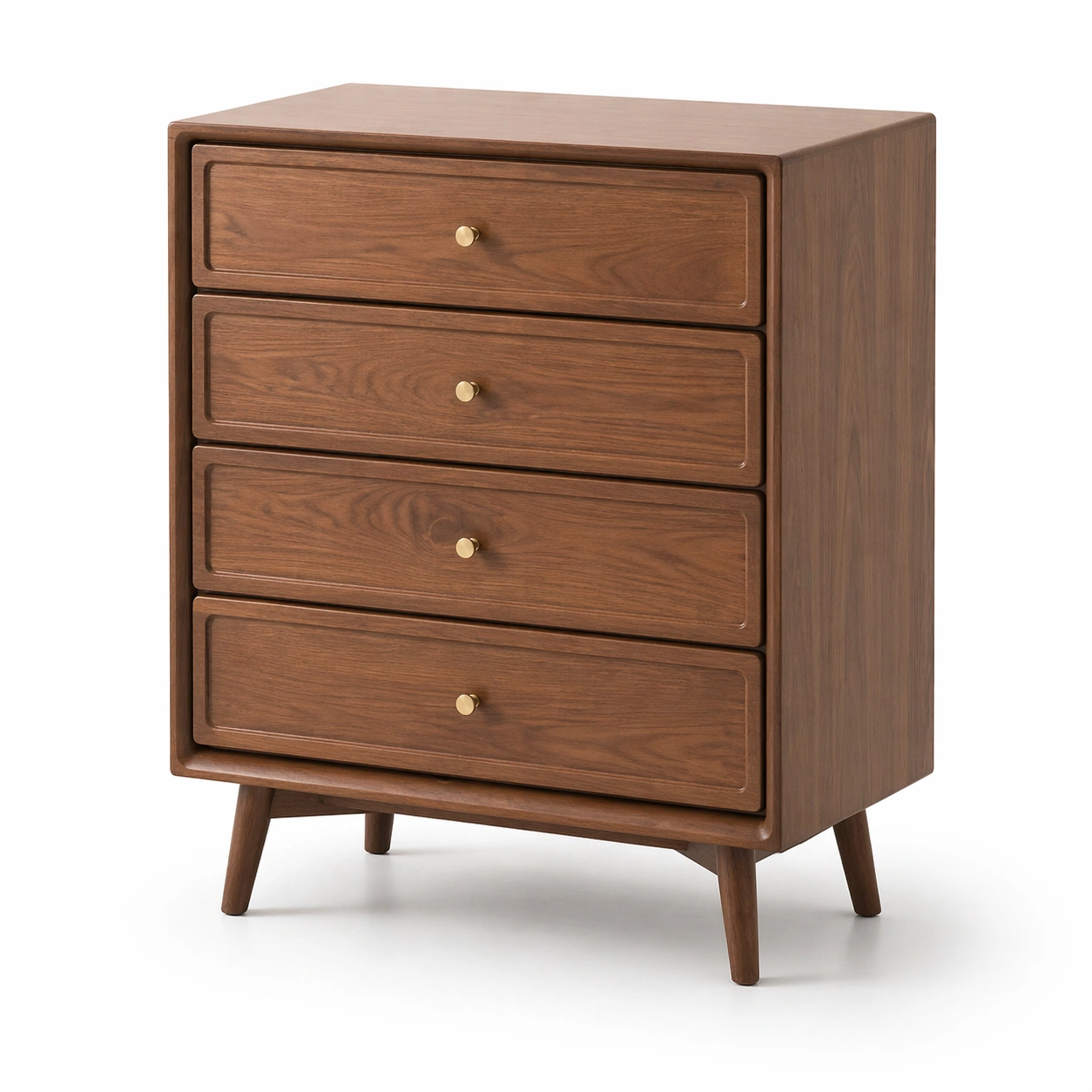 Comoda moderna verde oliva con 4 cajones y patas inclinadas-AuvellaLiving