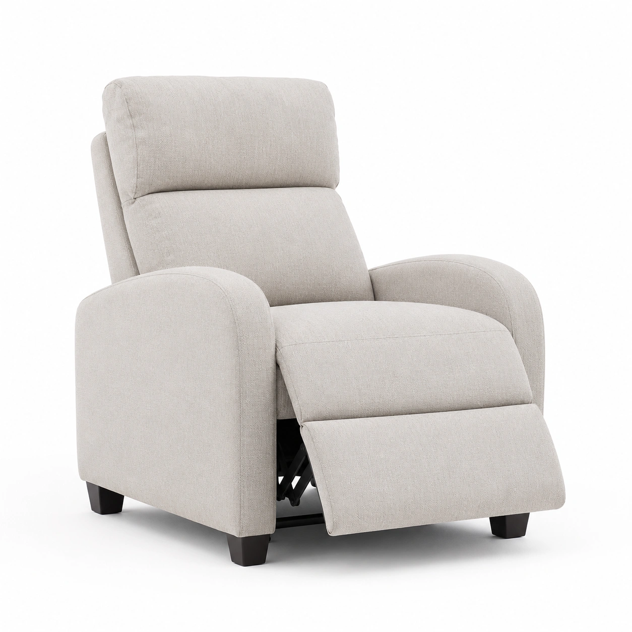 Sillon reclinable moderno gris perla con respaldo acolchado-AuvellaLiving