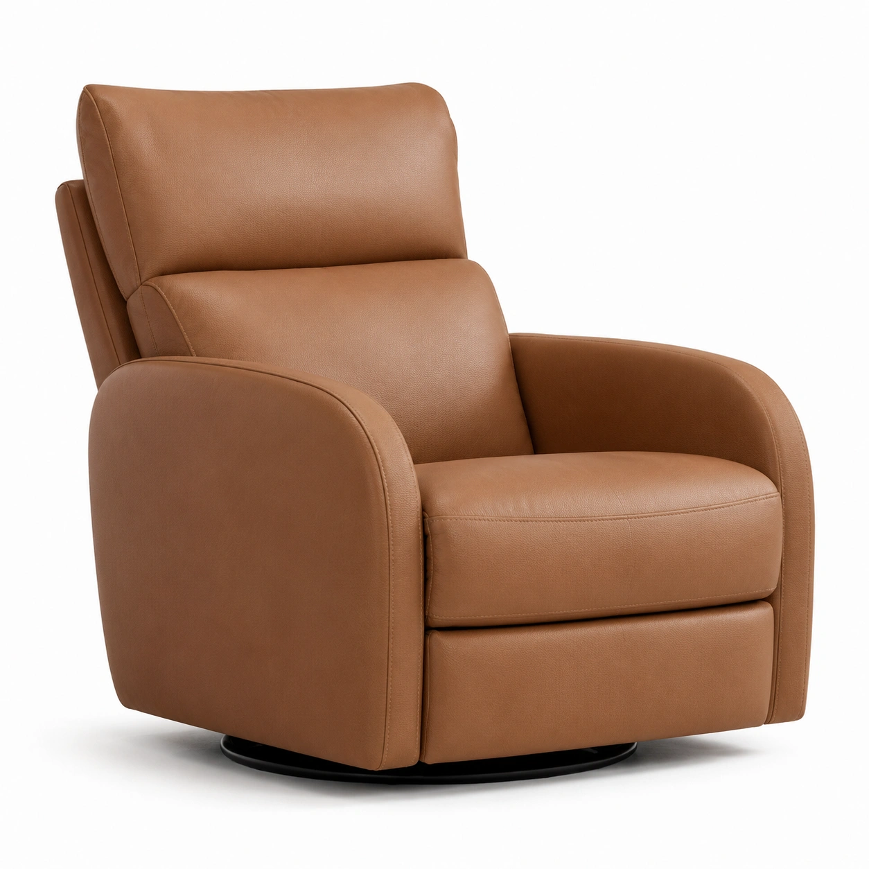 Sillon giratorio marron caramelo tapizado moderno-AuvellaLiving