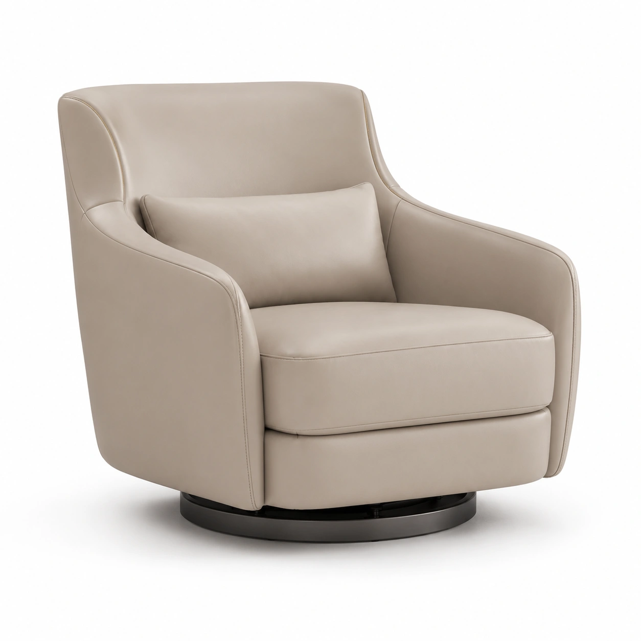 Sillon giratorio beige marfil con cojin lumbar-AuvellaLiving