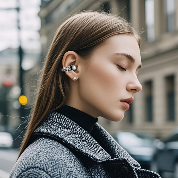 🎧 2026 Nové nasazovací otevřené sluchátka – Bezdrátová Bluetooth sluchátka s AI potlačením hluku, zdobená kamínky a odolná vůči vodě