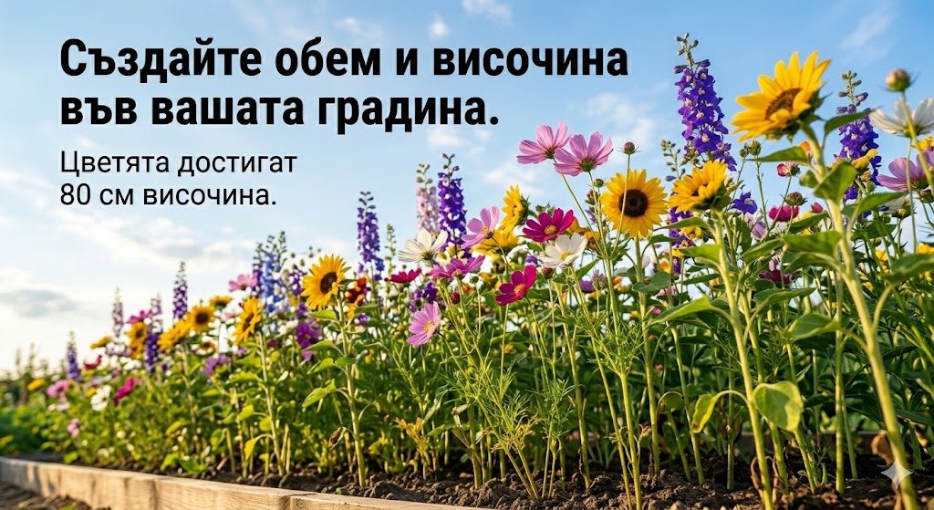 Цветен Микс – 20 вида високи цветя на биоразградима лента