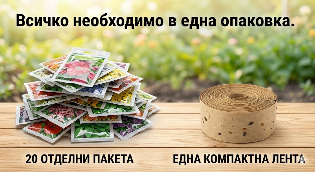 Цветен Микс – 20 вида високи цветя на биоразградима лента