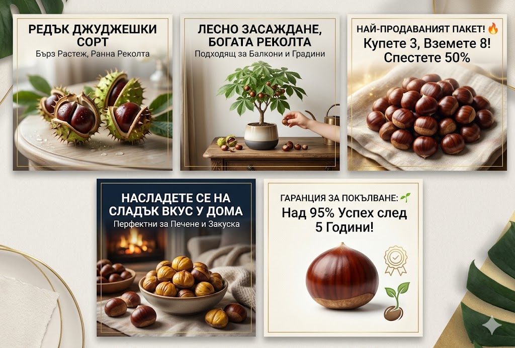 🌰 Ядливи кестени – Лесно засаждане, лесна реколта! (100кестена/опаковка)