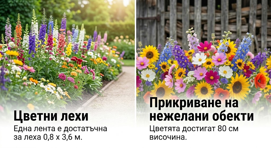 Цветен Микс – 20 вида високи цветя на биоразградима лента