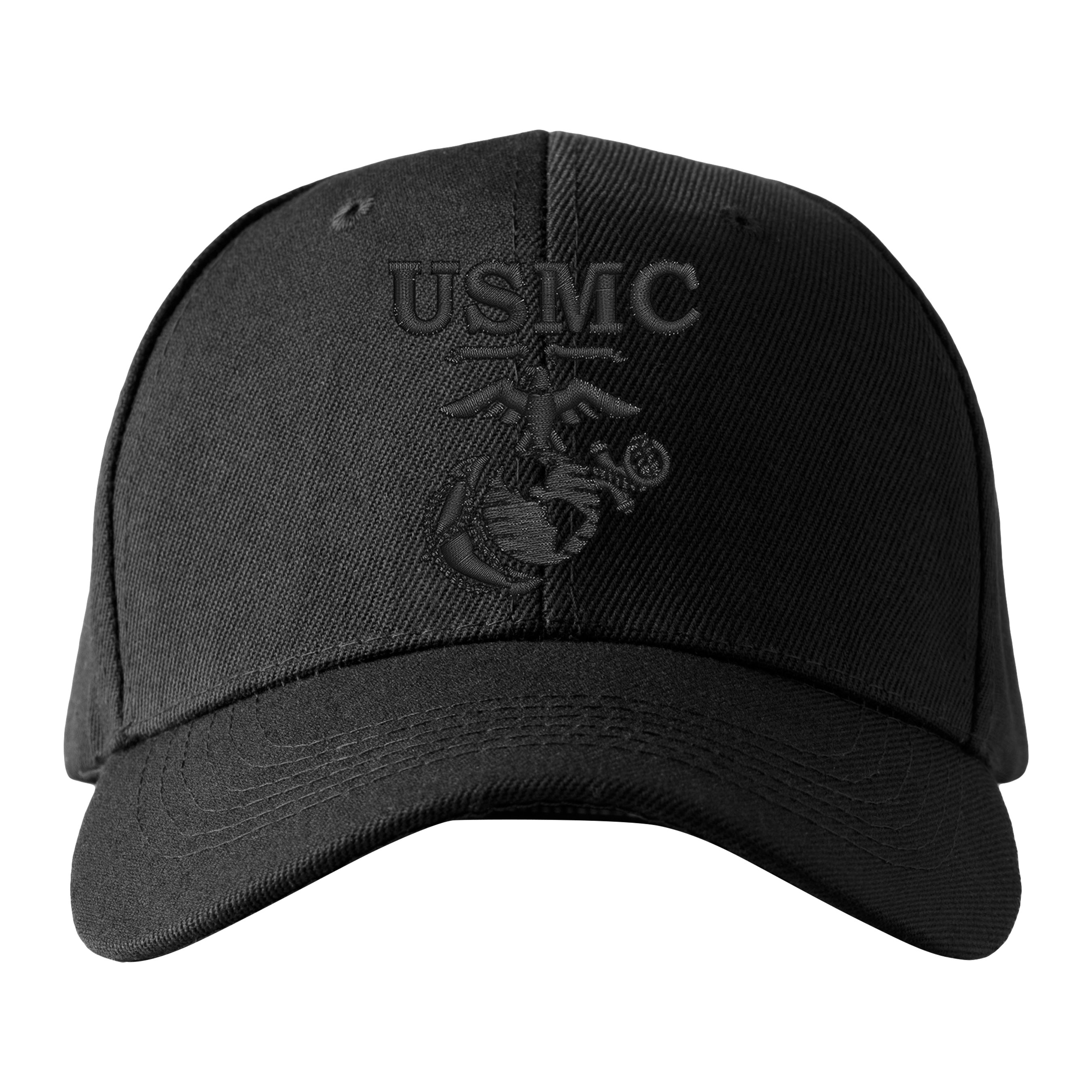 Marines Old School EGA Embroidered 'Blackout' Hat <br> Flexible Fit USMC Cover