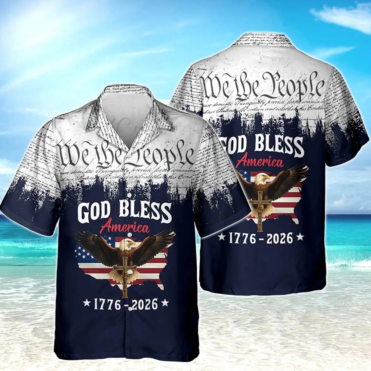 Retro Hawaii 250 Years of Freedom 1776 - 2026 Eagle Patriotic Shirt Statue Of Liberty, US Flag, Liberty Bell, 250th Anniversary Hawaiian Shirt 9I4
