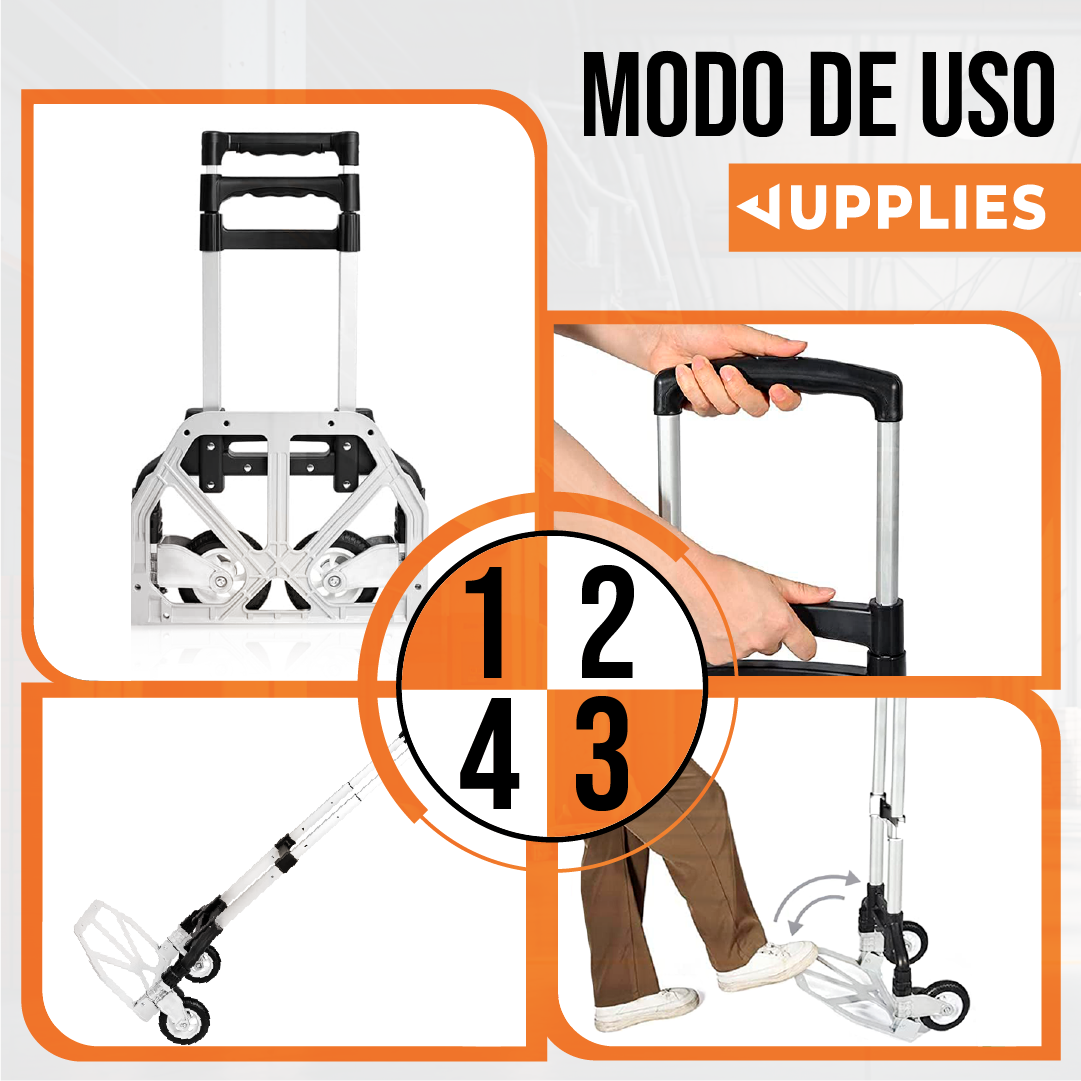 CARRETILLA PLEGABLE DE ALUMINIO + CUERDA