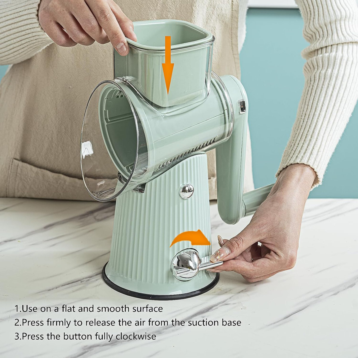 5 In 1 Cheese Grater Hand Crank Cheese Shredder With Strong Suction Base Kitchen Vegetable Slicer With 5 Interchangeable Blades, Storage Box