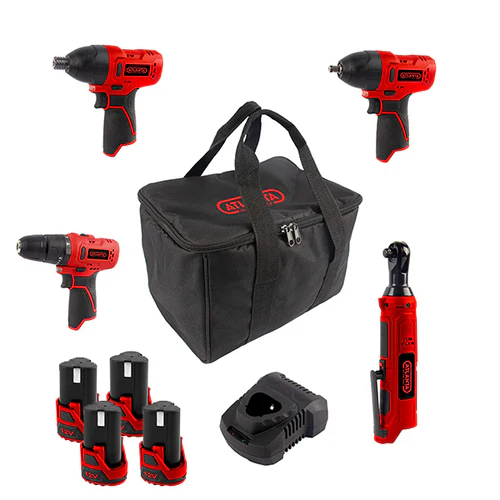 PACK 4 HERRAMIENTAS BATERIA + 4 BATERIAS + BOLSA