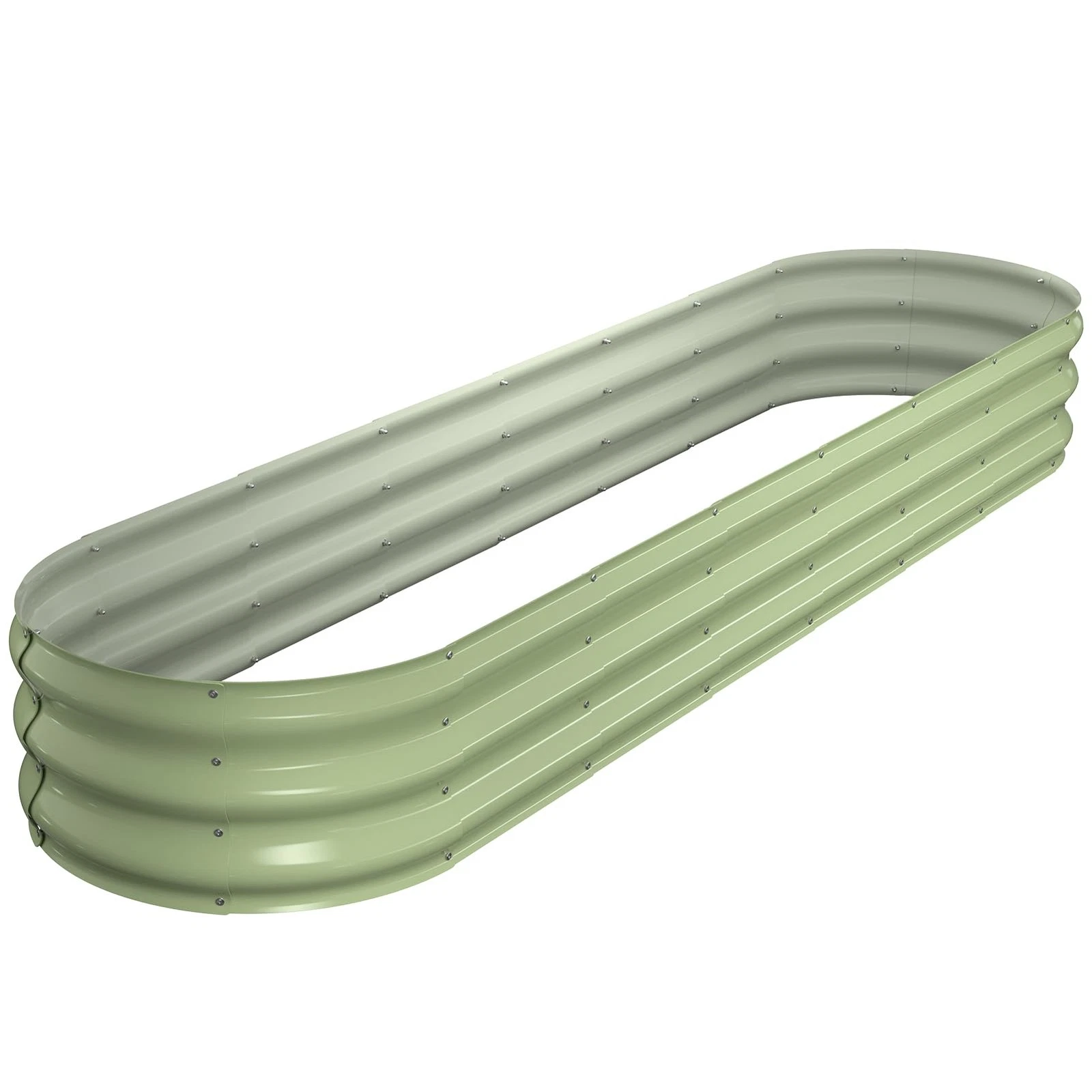 Raised Garden Bed Kit, 8x2x1 ft Galvanized Planter Box Outdoor, Oval Large Metal Raised Beds for Gardening Vegetables Flower Herb (Avocado Green)