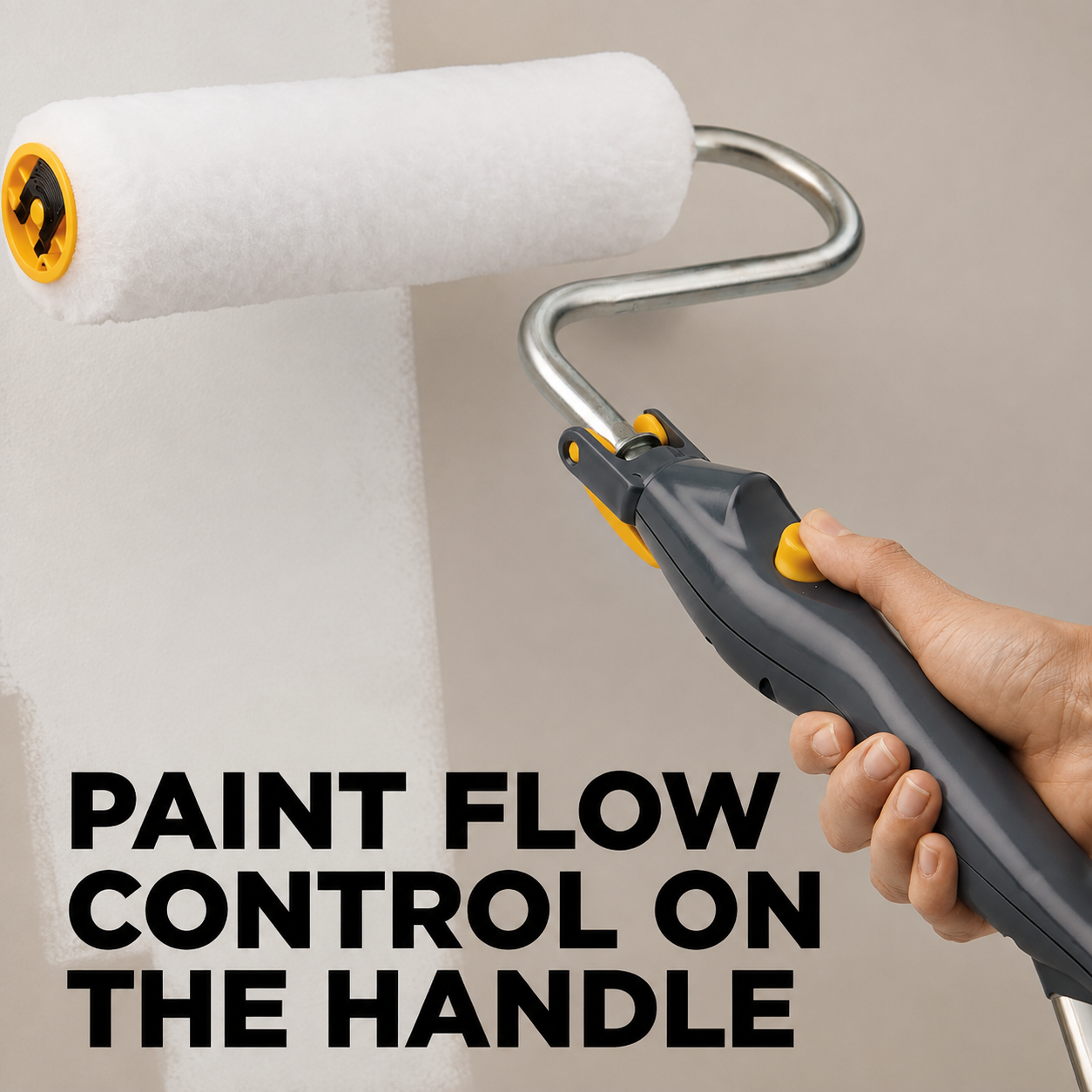 Electric Direct Feed Paint Roller System with Automatic Paint Flow Control for Walls and Ceilings