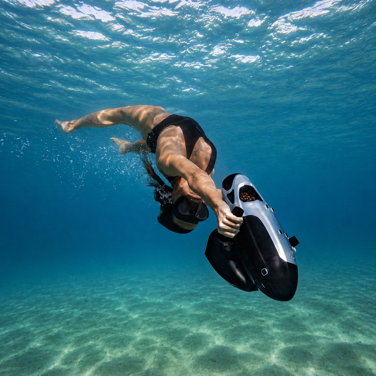 Electric Underwater Scooter with Pump Jet Propulsion for Diving and Snorkeling