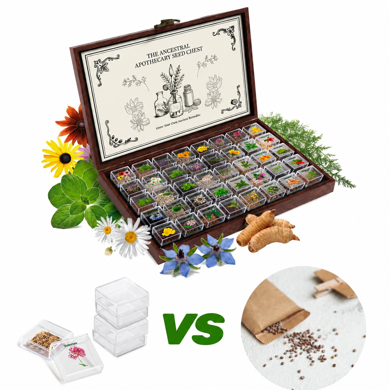 40 Varieties Herbal Seed Collection Chest with Non-GMO Heirloom Herb Seeds